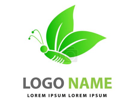 Téléchargez les illustrations : Web vert en forme de papillon logo feuille, logo de la nature - en licence libre de droit