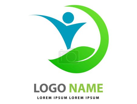Téléchargez les illustrations : Logo Web de la santé humaine et végétale, logo de la nature - en licence libre de droit