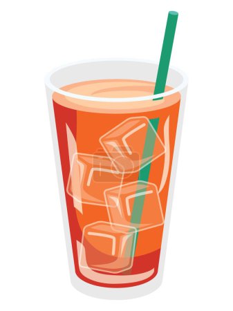 Illustration for Illustration of a glass of iced tea - Royalty Free Image