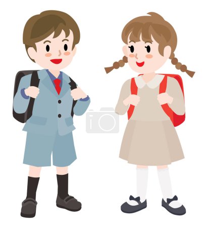 Illustration for Illustration of the new first grader. This is school children. - Royalty Free Image