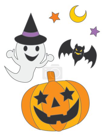 Ilustración de Coloring of the pumpkin and the ghost of the Halloween - Imagen libre de derechos