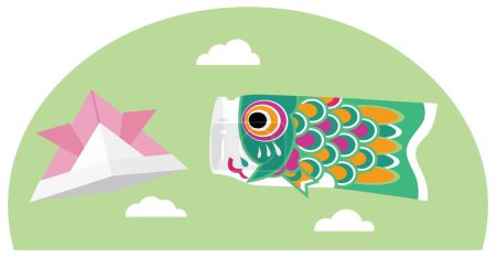 Illustration for Carp streamer swimming in the sky on the Children's Day. - Royalty Free Image