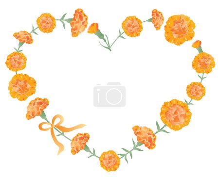 Ilustración de Ilustración de marco de corazón de clavel naranja para el Día de la Madre. - Imagen libre de derechos