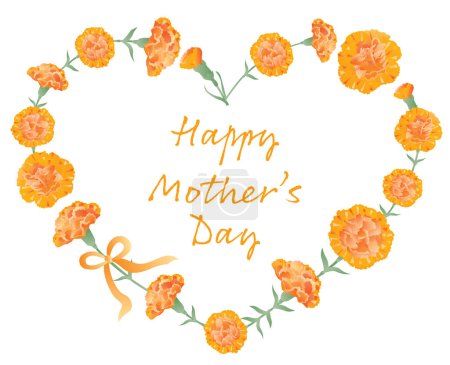 Ilustración de Ilustración de marco de corazón de clavel naranja para el Día de la Madre. - Imagen libre de derechos