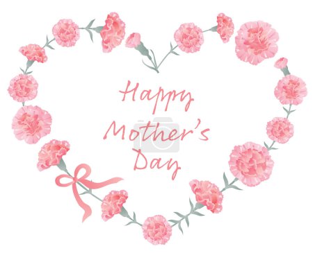 Ilustración de Marco del corazón ilustración de fondo de clavel rosa para el Día de la Madre. - Imagen libre de derechos