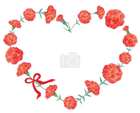 Ilustración de Marco del corazón ilustración de fondo de clavel rojo para el Día de la Madre. - Imagen libre de derechos