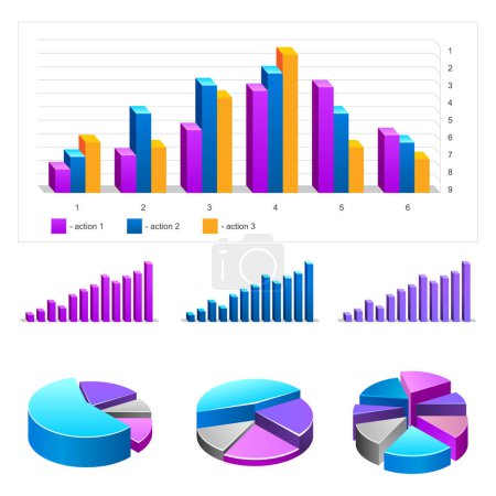 Illustration for Diagrams of set of glossy vector icons for your business presentations and reports. - Royalty Free Image