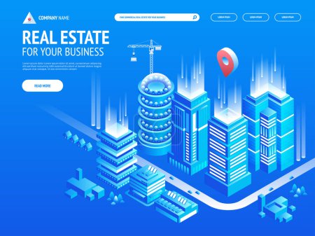 commercial real estate for your business. Choose criteria for office. Isometric vector