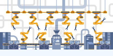 Industrieller Innenraum. Smart Factory. Industrie 4.0 Vektor-Illustration 