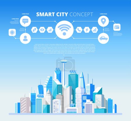 Illustration for Smart City Concept. Vector illustration with infographics - Royalty Free Image