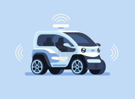 Autónomo auto-conducción Smart Car Sensores de automóvil Vehículo sin conductor Ilustración vectorial
