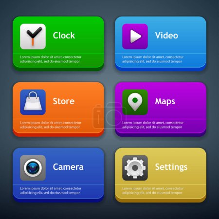 Ilustración de Formularios de diseño web con iconos para aplicaciones móviles. Plantilla de interfaz
. - Imagen libre de derechos