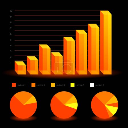 Illustration for Business statistics graphs and charts - Royalty Free Image