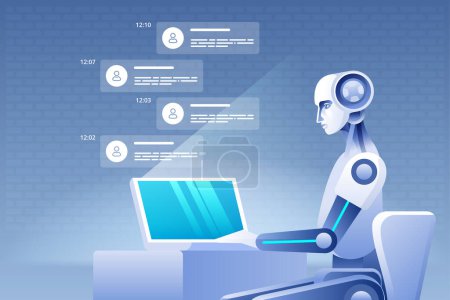 Chatbot concept. Virtual assistance of website or mobile applications, artificial intelligence concept. Vector illustration