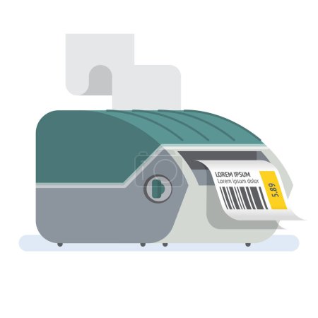 Illustration for Bar code printer Label printer Vector icon illustration - Royalty Free Image