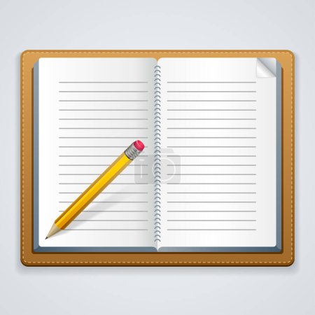 Illustration for Notebook and pencil on a white background. - Royalty Free Image