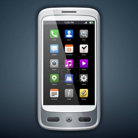 Illustration for Vector illustration of smartphone with icons. Eps 10. - Royalty Free Image