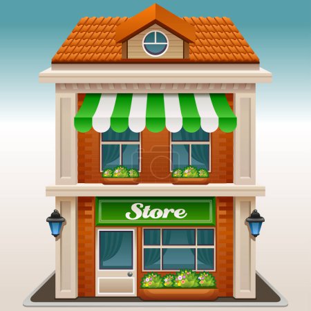 Illustration for Icon of the facade of a shop store or cafe - Royalty Free Image