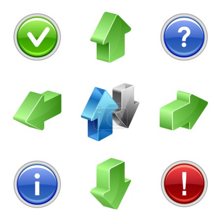 Ilustración de Juego de flechas botón web verde y azul - Imagen libre de derechos