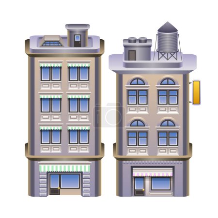 Illustration for Detailed illustration of buildings. Vector eps 10. - Royalty Free Image