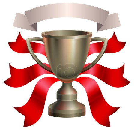 Illustration for Cup with red ribbon. Vector illustration - Royalty Free Image