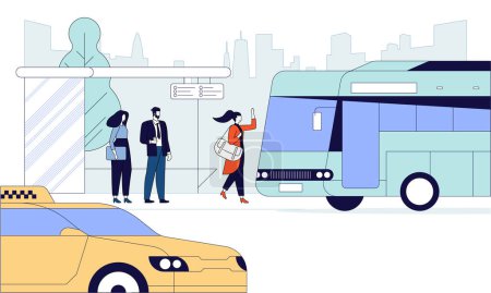 Illustration for City transportation means flat vector illustration - Royalty Free Image