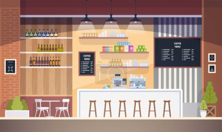 Illustration for Empty cafe interior. Modern Cafe. Interior Restaurant. Flat design vector illustration - Royalty Free Image