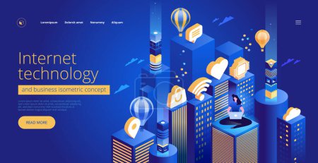 Illustration for Internet technology and business landing page - Royalty Free Image