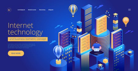 Illustration for Internet technology and business landing page - Royalty Free Image