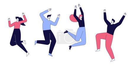Illustration for Group of people jumping on a white background - Royalty Free Image