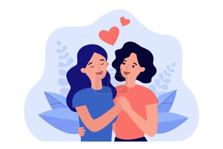 Illustration for Couple of young women lovers. Portrait of lgpt lesbian  girls flirting. - Royalty Free Image