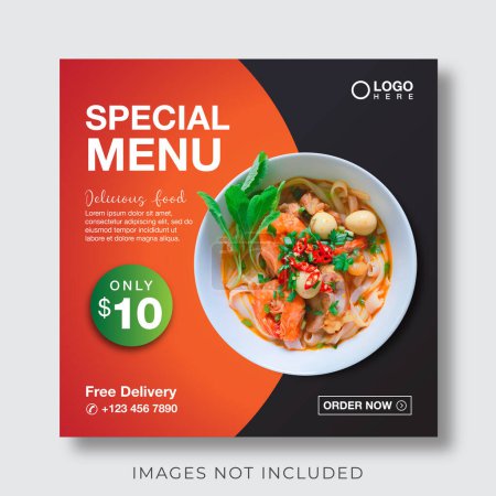 Photo for Food menu banner for social media post template - Royalty Free Image