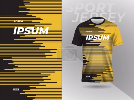 Ilustración de Camisa negra amarilla diseño de plantilla de maqueta de jersey deportivo para fútbol, fútbol, carreras, juegos, motocross, ciclismo y carreras - Imagen libre de derechos