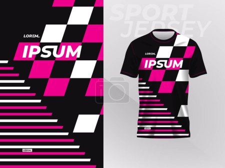 Illustration for Black pink shirt sport jersey mockup template design for soccer, football, racing, gaming, motocross, cycling, and running - Royalty Free Image