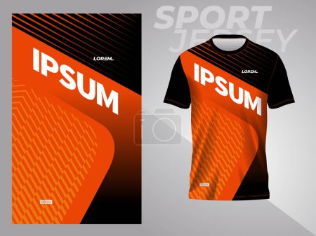 Illustration for Orange and black sport jersey pattern with mockup template design - Royalty Free Image