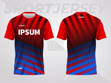 Photo for Red and blue sport jersey mockup design for soccer, football, racing, gaming, motocross, cycling, and running. front and back view template - Royalty Free Image