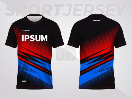 Photo for Red and blue sport jersey mockup design for soccer, football, racing, gaming, motocross, cycling, and running. front and back view template - Royalty Free Image