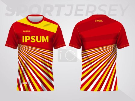 Photo for Red yellow background for sports jersey pattern. color abstract geometric line texture background shirt front and back view mockup. - Royalty Free Image