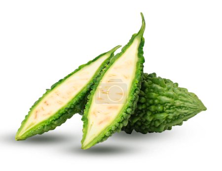 Photo for Bitter melon, Bitter gourd on white background. with clipping path - Royalty Free Image