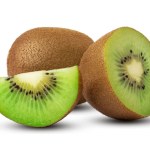 Green kiwi with half, isolated on white background. with clipping path