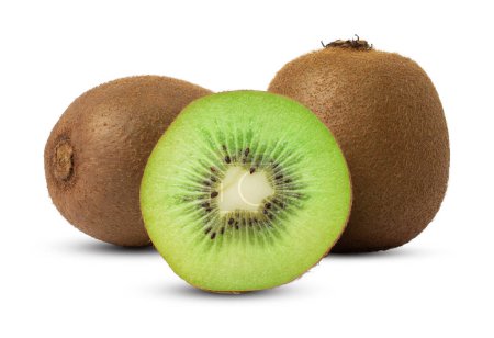 Photo for Green kiwi with half, isolated on white background. with clipping path - Royalty Free Image