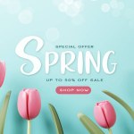 3d Rendering. Spring sale banner with beautiful colorful flower. Can be used for template, banners, wallpaper, flyers, invitation, posters, brochure, voucher discount. 