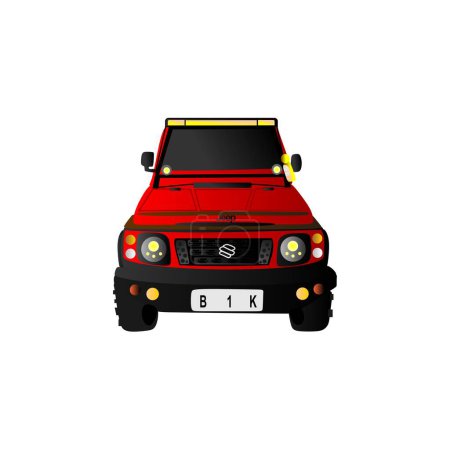 Téléchargez les illustrations : Jeep car vector illustration isolated on white background with front view - en licence libre de droit