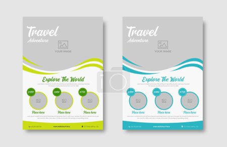 Vacation travel tour agency flyer template design layout. Summer and holiday traveling business advertisement a4 brochure flyer or poster vector template design.