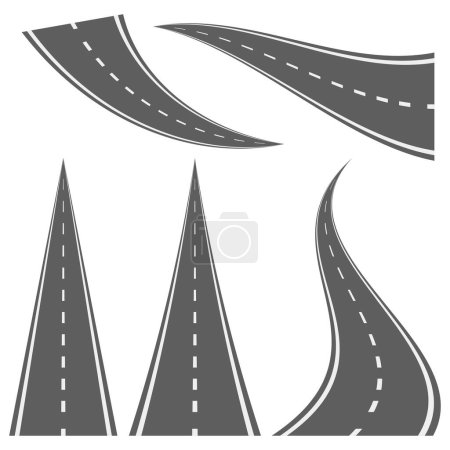 Vector road. Winding highway isolated on white background