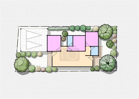 Foto de Planta arquitectónica de hogar y jardín. Diseño de casa diseño de concepto. - Imagen libre de derechos