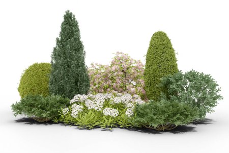 Téléchargez les photos : Petit jardin réaliste. rendu 3d d'objets isolés. - en image libre de droit