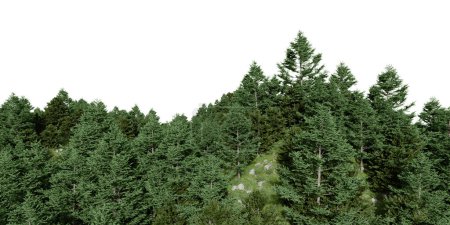 Foto de Montaña realista con bosque. representación 3d de objetos aislados. - Imagen libre de derechos