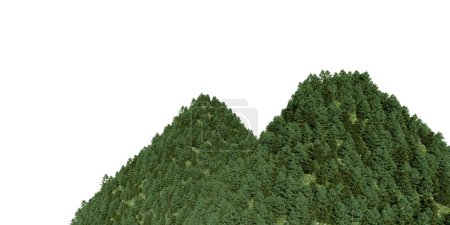 Photo for Realistic mountain with forest. 3d rendering of isolated objects. - Royalty Free Image