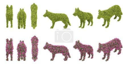 Foto de Arbusto de jardín topiario en forma de perro. representación 3d de objetos aislados. - Imagen libre de derechos